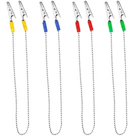 DOERDO Napkin Fixing Chain Clip Metal Dental Ball Chain Clips,Bib Holder Clip, 4 Colors