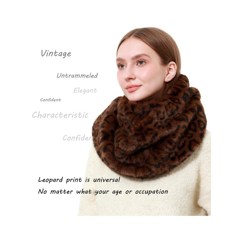 LA CARRIE Womens Leopard Print Infinity Scarf Loop Circle Neck