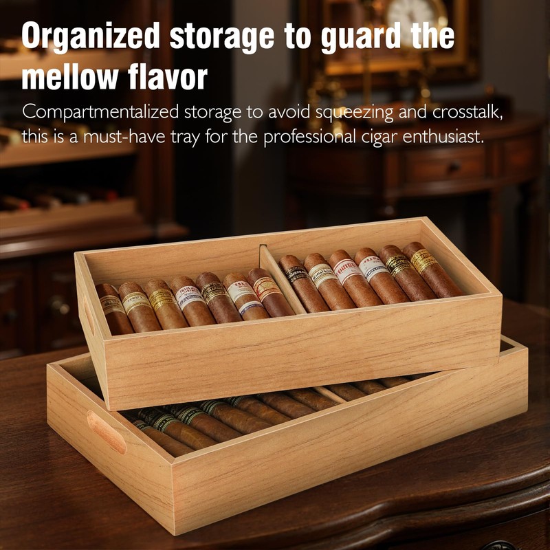 DXXULL Spanish Cedar Cigar Tray,Adjustable Cedar Wood Dividers, Special Storage