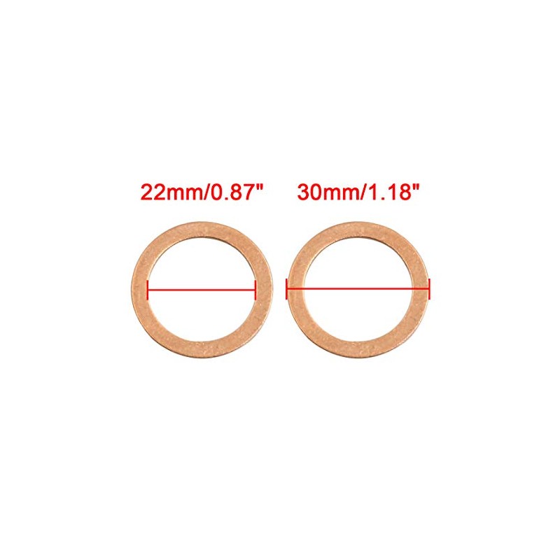 sourcing map Washers Flat Sealing Ring 22 mm Inner Copper
