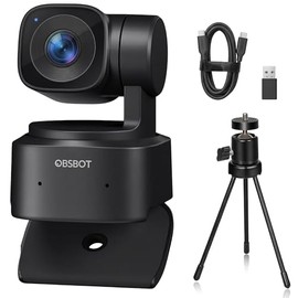 OBSBOT Tiny SE Cámara Web IA, Webcam PTZ con Seguimiento Automático y Gimbal de 2 Ejes, Control por Gestos, HDR, ISO Dual para Poca Luz, Micrófono con