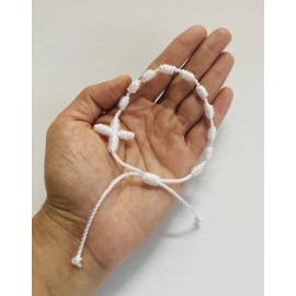 Knotted Nylon Rosary Bracelet  White
