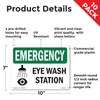 Eye Wash Station OSHA Emergency Rigid Plastic Sign 10 Inch