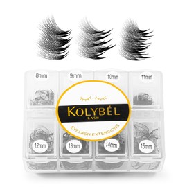Premade Fans Eyelash Extensions 600 Fans 6D Handmade Loose Volume Lashes Extensions 0.07 8-15mm Mixed C Curl Premade Eyelash Extension Middle Stem Promade Lashes(600Pcs-6D-0.07-C,8-15mm Mixed Tray)