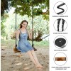Premkid Carbonized Hanging Wooden Swing, 24"x 8"x 1.2" Tree Swing