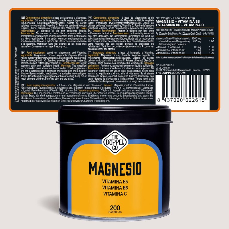 Magnesium Citrate, 1500 mg + Vitamin C, B6, B5 Daily