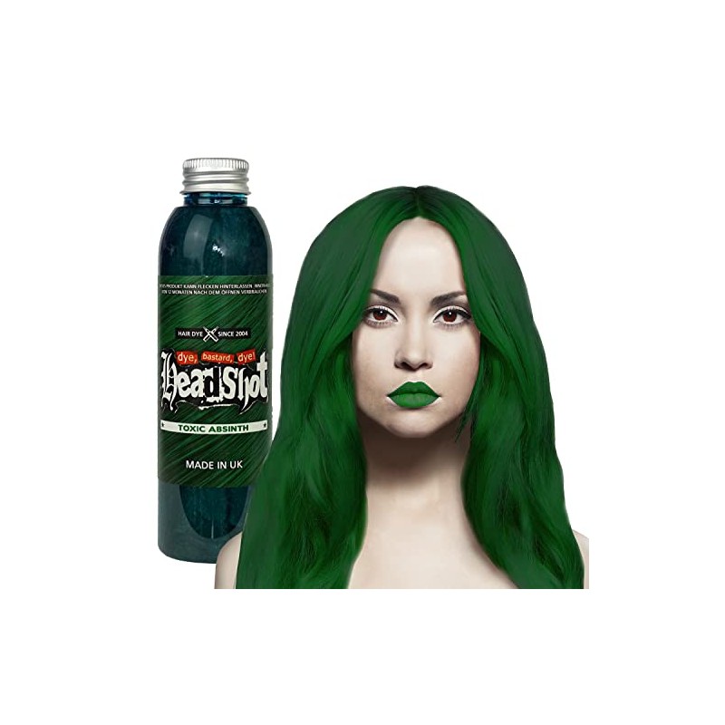 Green Hair Colour Headshot Toxic Absinthe Semi-Permanent Hair Dye 150ml