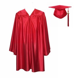 Shiny Kindergarten & Preschool Graduation Gown Cap Set with 2025 TasselSize: 21'', Color: Red