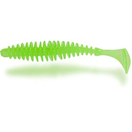Magic Trout Premium T-Worm Fishing Accessories Trout Fishing Rubber Fish with Paddle Tail, Neon Green, 5.5 cm