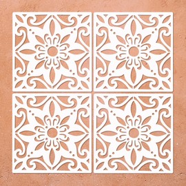 Reusable Floor Stencils Tile Stencils Concrete Stencils for Painting Floors, Tiles, Walls, Walkway, Patio, Front Porch, Concrete Floor, 4-Pack, 8x8 Inches, Mexican Pattern