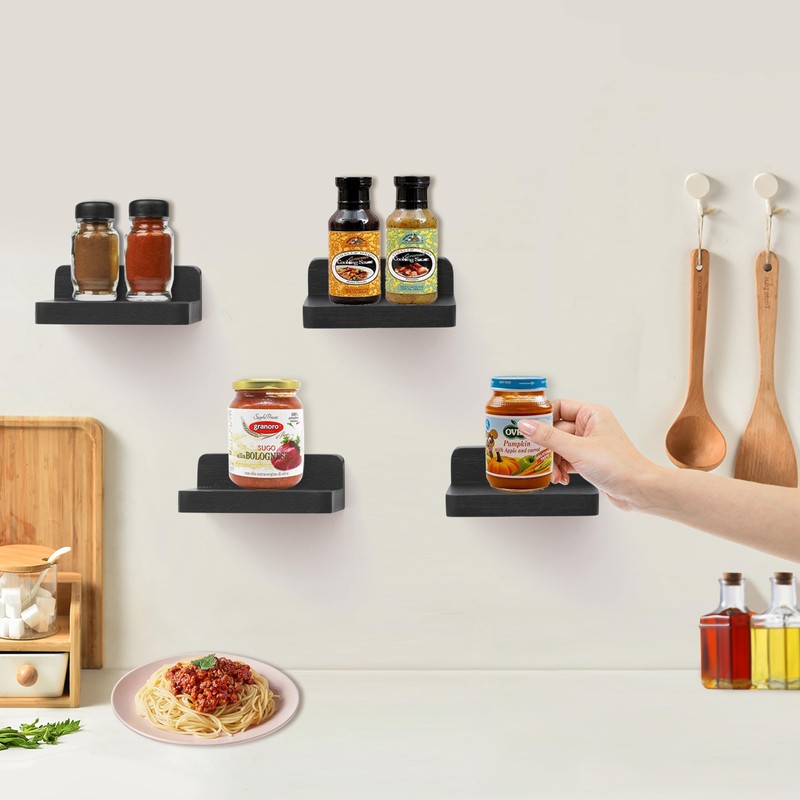 PHOENANCEE Small Floating Shelves for Wall, Set of 4, Square
