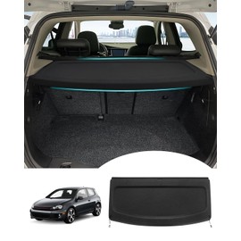 Powerty Cargo Cover for Volkswagen Golf GTI Mk6 2010 2011 2012 2013 2014 Trunk Cover Retractable Trunk Shielding Shade Accessories for VW Golf 6 Cargo Luggage Cover No Gap