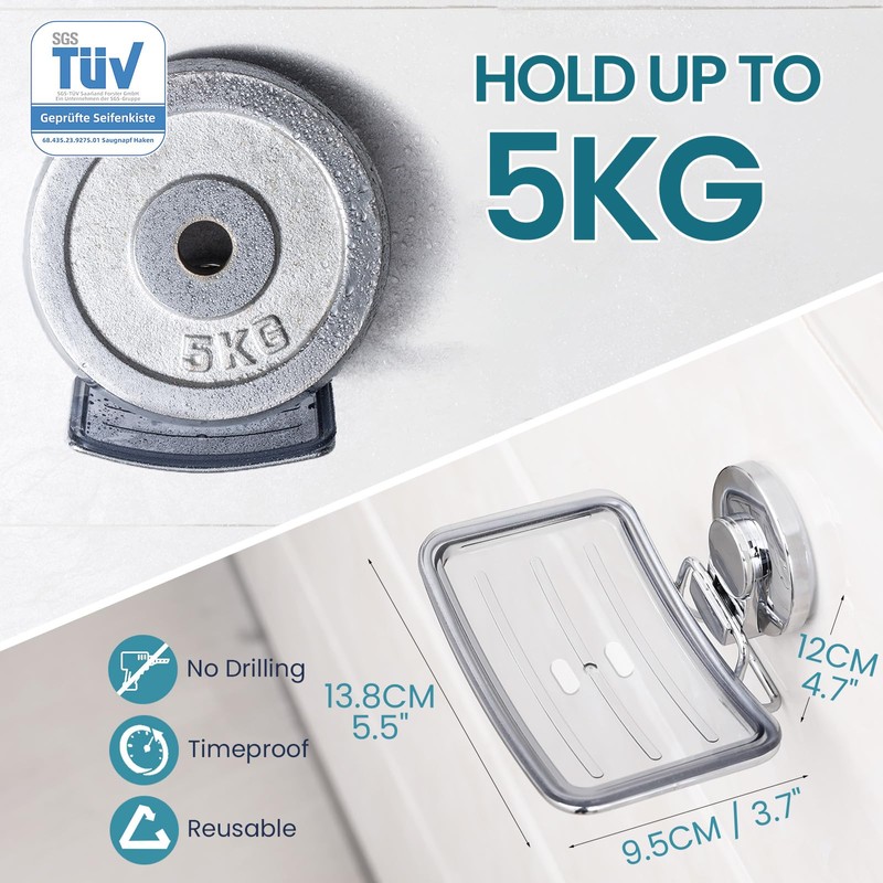 TAILI Soap Dish with Drain for Bathroom, Max Hold 5