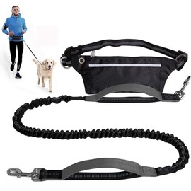 Correa Manos Libres para Perros con Bolsa para Smartphone,Correa de Cintura Ajustable Que Absorbe los choques,cinturón ajustable,Riñonera deportiva, doble asa,para Caminar Correr con tu Perros (Gris)