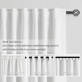 White Blackout Curtains 84 Inch Length 2 Panels Set Linen Textured Thermal Insulated Room Darkening Curtains for Bedroom Living Dining Room Back Tab Rod Pocket Modern Farmhouse Home Window Decor