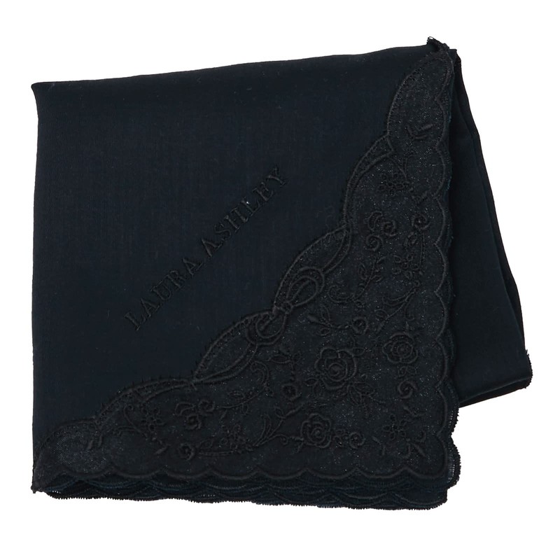 Laura Ashley 05608004 Women's Handkerchief Embroidered Handkerchief, Black