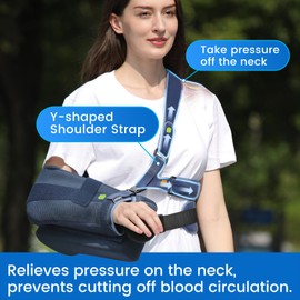 Velpeau Shoulder Abduction Sling with Two Removable Pillows, Shoulder Immobilizer Strap for Sleeping, Rotator Cuff Surgery, Medical Sling for Women & Men, Fits Left & Right Arm (M, Bust 32"-41″)