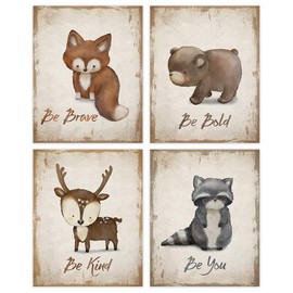 Woodland Animals Inspirational Quote Art Prints (Set of 4) - Unframed - 8x10s