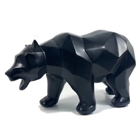 SMRTHMRT Abstract Geometric Sculptures,Creative Animals/Bear Statues Collectible Figurines for Home Office Decor Yards Garden Ornaments (Black)