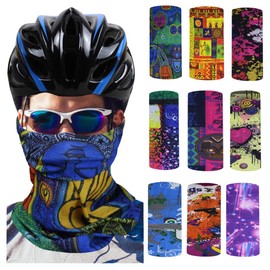 Scott Edward 9pcs Headbands Headwear elástico Magia Bufanda Bandana Bandas de Deportes Yoga sin Costuras Camuflaje, Color de la Flor, Color Multi-Solid, para los Hombres y Las Mujeres (Arte)