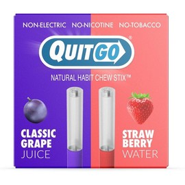 QuitGo Air Straw Red Razz and Blue Razz Habit Chew Stick – Plastic Reusable Natural Aid Straw to Curb Cravings & Breathe Freely - Color: Grape & Strawberry