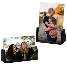 Boxalls 2 Pack Acrylic Picture Frames 5x7 with Translucent Black Base Stand, Frameless Photo Frame for Tabletop or Desktop Display (Horizontal + Vertical)