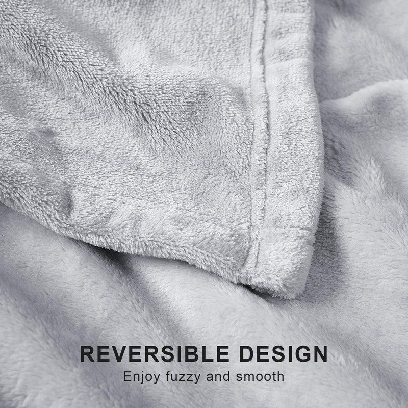 EHEYCIGA Fleece Blanket Silver Grey Throws for Sofas Fluffy Warm