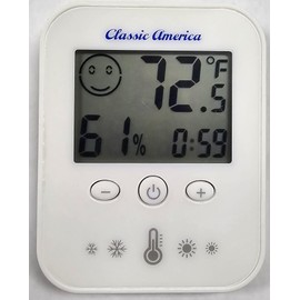 Classic America KT-THR01 Thermometer Hygrometer and Mini Split Remote Control with LCD Display for Table or Wall Mounting, Displays Room Temperature in F or C Degree + Room Humidity