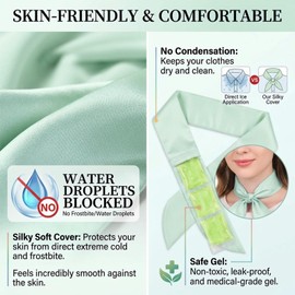 Cooling Towel with Soft Gel Ice Pack Inserts |Gel Ice Packs Reusable - Multi Purpose Compression Wrap - Neck, Legs, Arms, Shoulders - Ideal for Post Surgery, Migraines, Hiking and Injuries (Green)