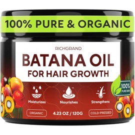 Aceite de Batana para el crecimiento del cabello Aceite de Batana 100% crudo y orgánico, prensado en frío y puro sin refinar Mascarilla capilar de Batana para mujeres y hombres Mejora el grosor del