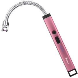 SUPRUS - Encendedor de vela recargable con arco eléctrico, triple seguridad, carcasa de acero inoxidable y gancho para colgar