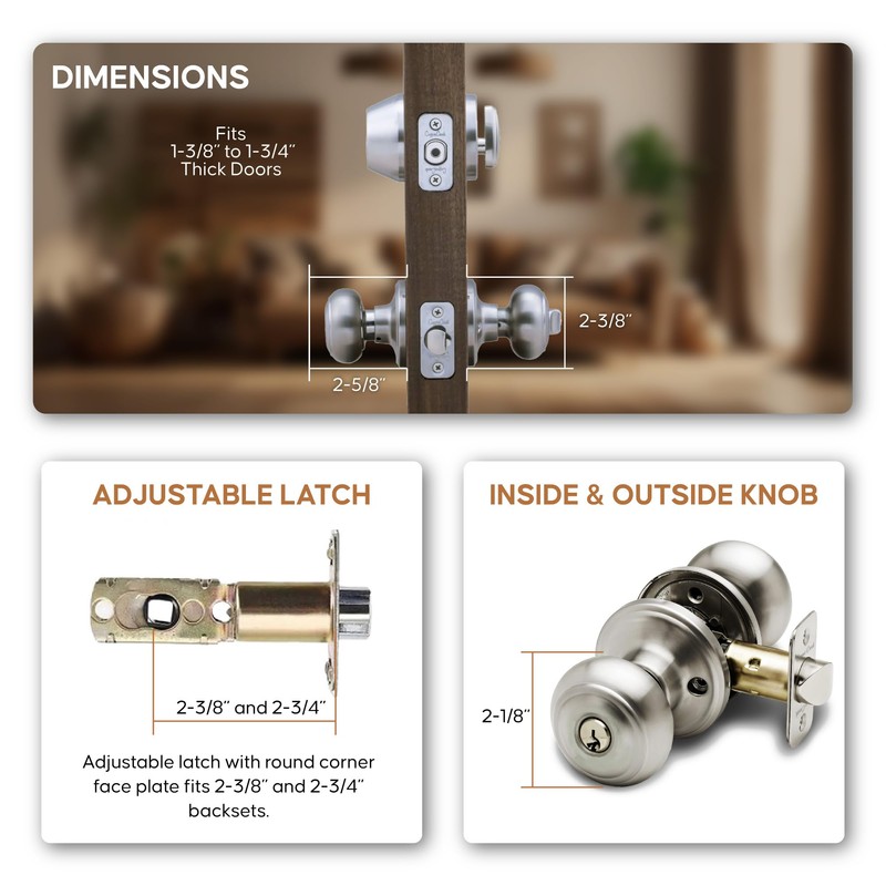 Copper Creek CKDB141PS Colonial Door Knob Keyed Alike with Deadbolt