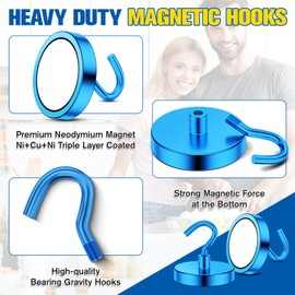 Grtard Strong Magnetic Hooks Heavy Duty, 110lb Hook Magnets, Magnets with Hooks, Strong Magnetic Hooks for Cruise Cabins, Hanging, Kitchen, Office, Classroom, Fridge, Garage, Workplace and Grill.