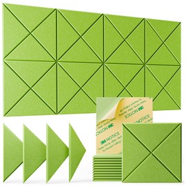 12 Pack Acoustic Panels Sound Absorbing,Sound Proof Foam Panels for Walls,High Density Soundproof Wall Panels Peel and Stick,Self-Adhesive Sound Dampening Panels 12" X 12" X 0.4"-Fruit Green