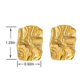Locrccl Chunky Gold Stud Square Earrings for Women Geometric Dupe Dainty Earrings Dainty Thick Stud Statement Earrings (Irregular Gold)