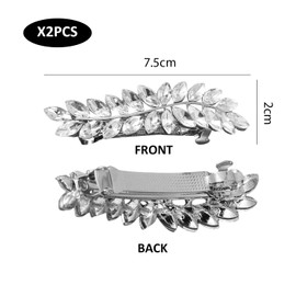 2 Pieces Rhinestone Leaf Hair Pins Creative Hair Accessories Elegant Hair Accessories Women Hair Accessories Wedding Hair Accessories Matching Accessories (Silver)