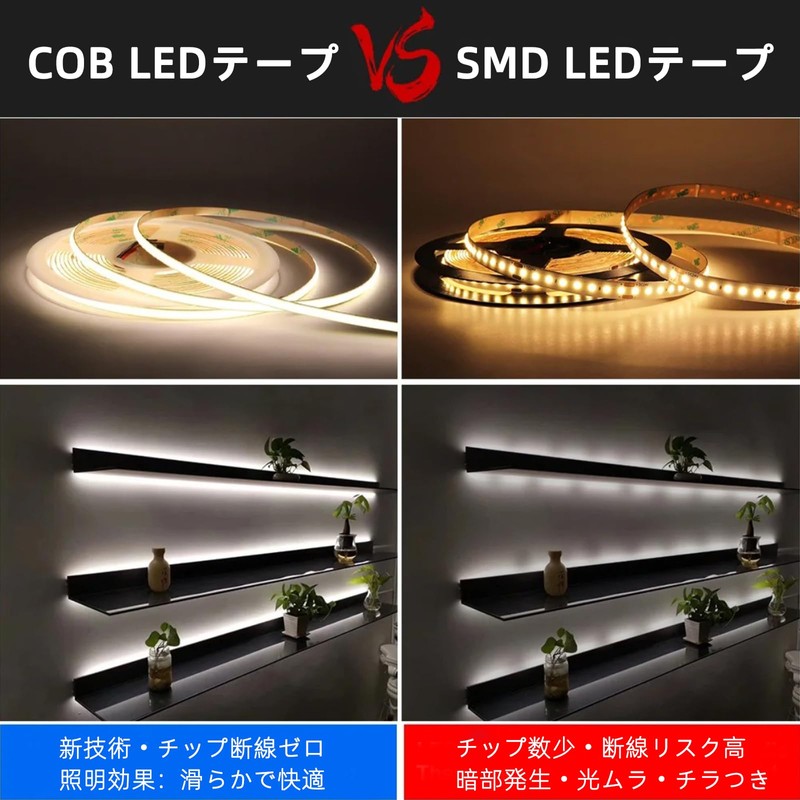 COB LED Tape Light 5m 12V Daylight White 4000K Ultra