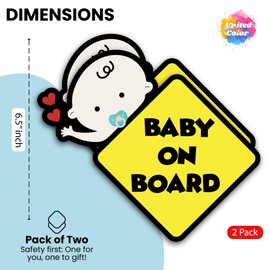 Baby on Board Signs for Car (2Pk) - Strong Adhesive Waterproof Baby on Board Sticker - Sticks Anywhere - Fade Proof Peeking Baby in Car Sticker for Cars