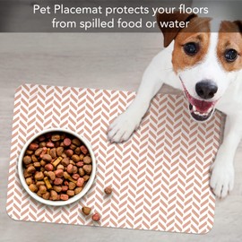 CounterArt Herringbone Easy Care Waterproof Pet Feeding Mat 17.13” x 11.25” Made in The USA of BPA Free Plastic, Safe for Pets, Protects Floors from Scratches Stains & Spills