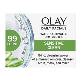 Olay Olay Daily Facials for Clean Sensitive Skin, Makeup Remover Wipes, Soap-Free and Fragrance-Free Cleanser Cloths, 33 Count (Pack of 3)