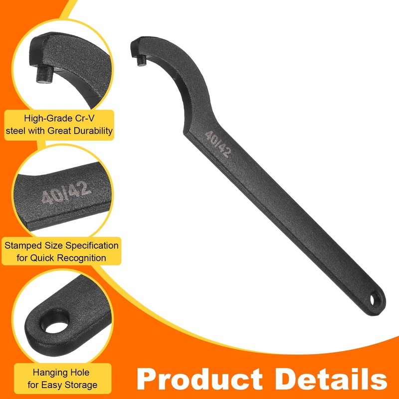 HARFINGTON C Hook Spanner Wrench, 40-42mm C Pin Motorcycle Shock