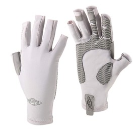 Palmyth UV Protection Fishing Fingerless Gloves UPF50+ Sun Gloves Men Women for Kayaking, Hiking, Paddling, Driving, Canoeing, Rowing (Light Gray, Medium)