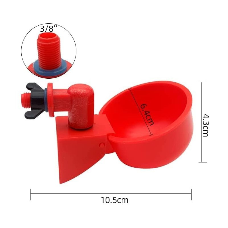 3Pcs Automatic Poultry Waterer 3/8 Inch Thread Filling Waterer Cups