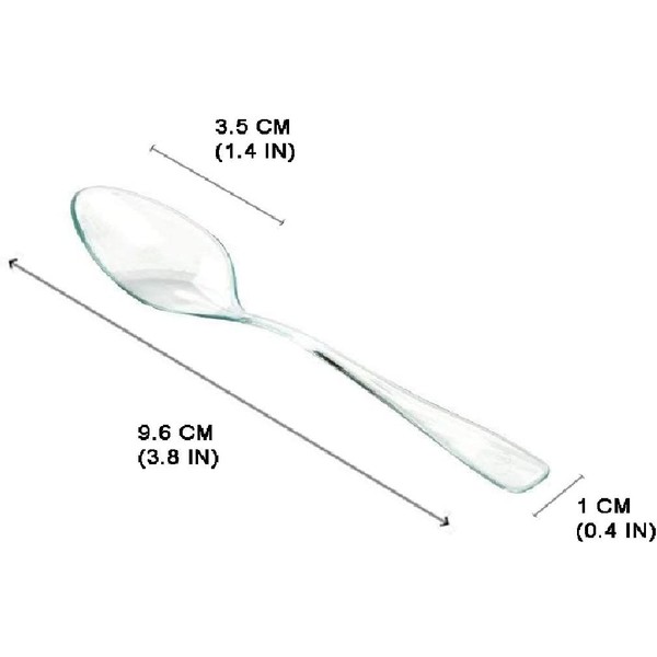 Loreso Disposable Plastic Mini Clear Dessert Spoons For Miniature Dessert Cups, Tasting Party, Sampling, Ice Cream, Small Catering Supplies - 50 CT