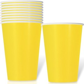 Unique Industries Neon Yellow Premium Disposable Paper Cups - 12 oz (10 Count) | Ideal For Parties, Events & Celebrations