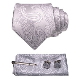 JEMYGINS Men's Necktie, Paisley Pattern, Pin, Cuffs, Button, Chief, Business, Job Hunting, Weddings, School Entrance Ceremonies, Graduations, After-parties, Funerals, Parties, Father's Day, Present,