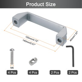sourcing map 2 Pack Rectangular Pull Handle, 120mm/4.7" Hole Center Aluminium Alloy Door Handles Modern Drawer Pull for Drawer Cabinets Gate Garages, Silver