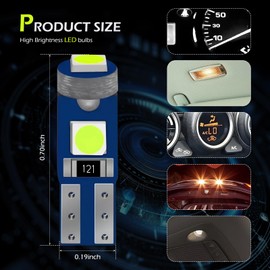 Ferianl 10 PCS T5 LED Bulbs, 74 73 37 2721Instrument Cluster Lights, 12V Bright 3030 SMD Automotive LED Replacement Bulbs, for Car Dashboard Indicators (light blue)