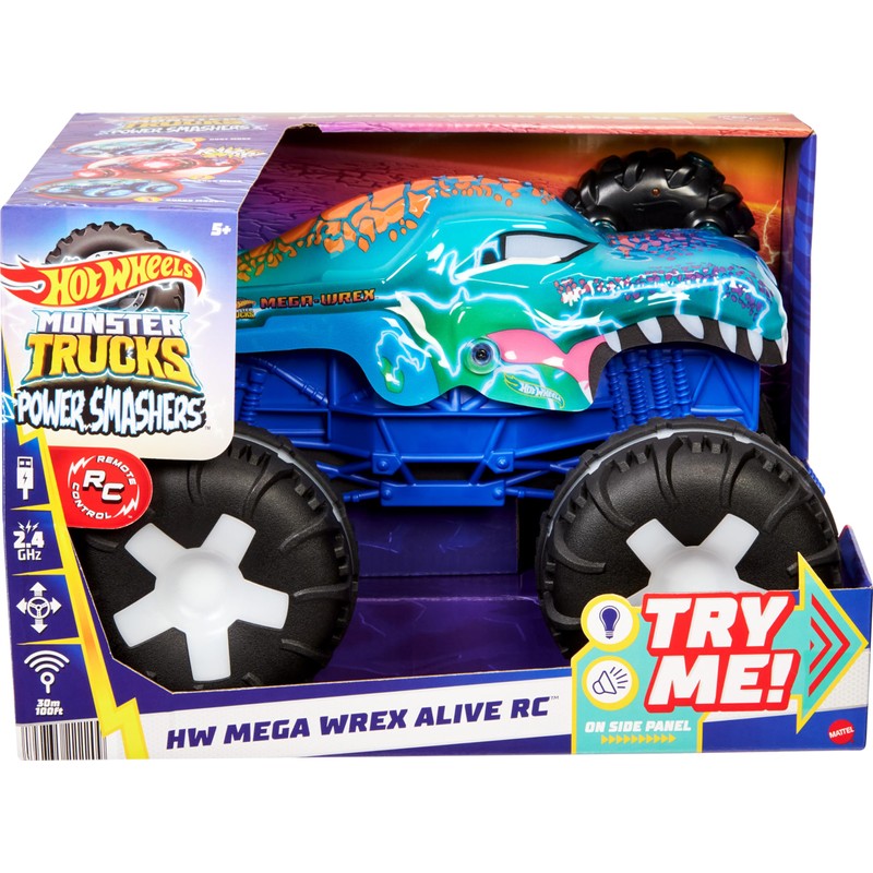 Hot Wheels Monster Trucks 1:15 Scale Mega-Wrex Alive Battery-Powered RC