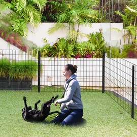 FOREHOGAR Metal Fence Post 3 Feet Black, Pack of 8, T Posts for Wire Fence, No Dig Steel U Posts Fencing for Lawn Garden Wire Mesh Fence Poles Sign Outdoor Light Duty